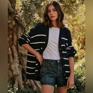 NWT Jenni Kayne Chloe Cardigan Navy/Ivory Stripe XS